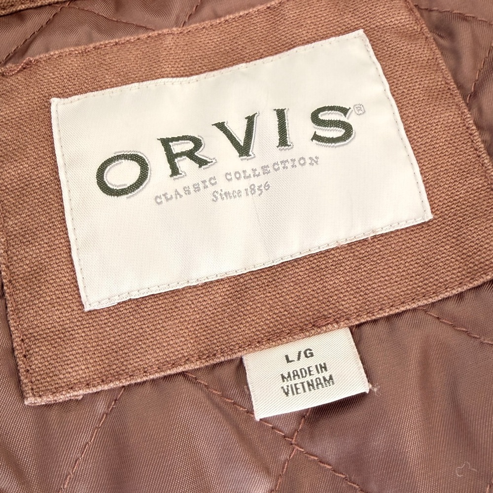 Men’s Orvis Canvas Field Jacket with Quilted Lining - Size Large - Brown - Picture 7 of 9